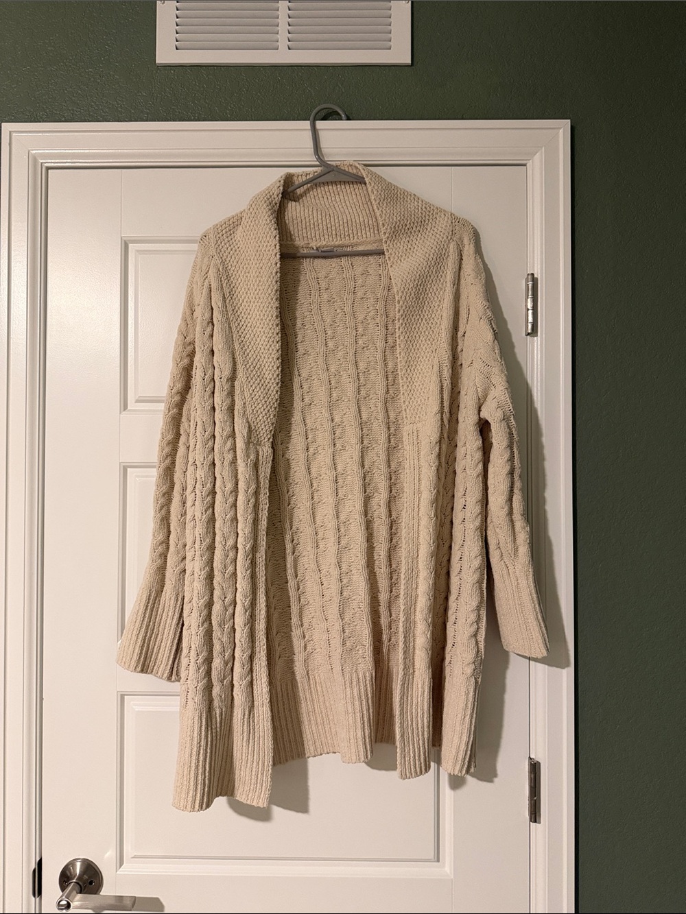 FAVLUX Cream Oversized Cable Knit Open-Front Cardigan
